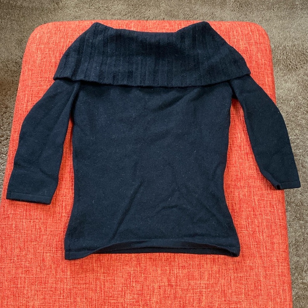 VTG 90’s Catherine Malandrino Off the Shoulder Black Wool Sweater Knit